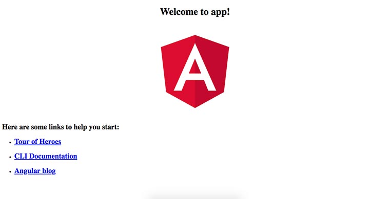 Angular app default homepage