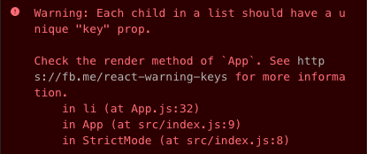 Key prop warning in react