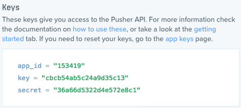 Pusher API Keys